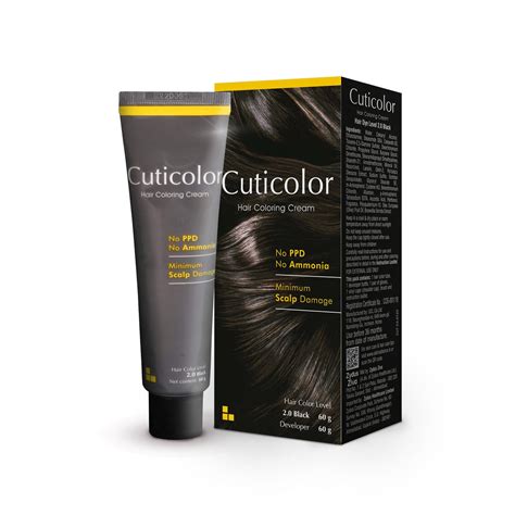 Cuticolor Permanent Hair Color Cream for Sensitive Skin - Black (60g ...
