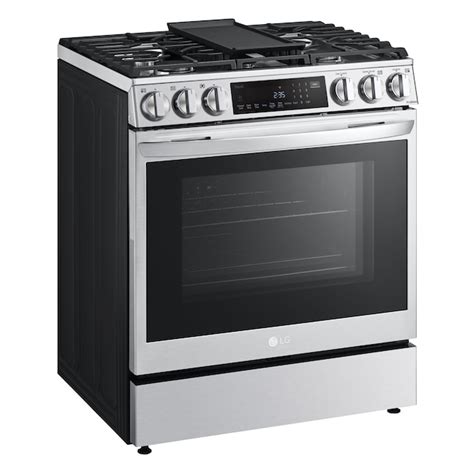 LG InstaView 30-in 5 Burners 6.3-cu ft Self-cleaning Air Fry Convection ...