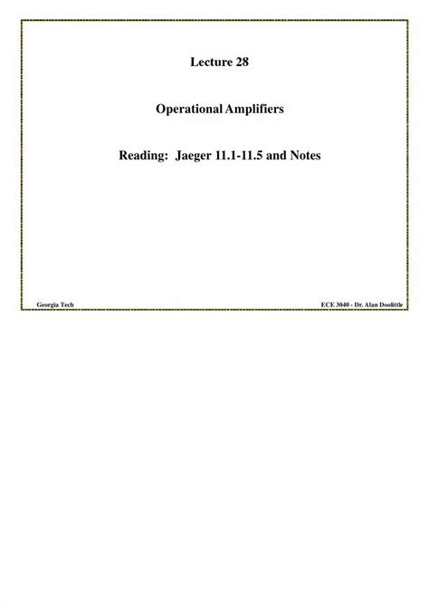 Rezultat imagine pentru Operational Amplifier Lecture Notes