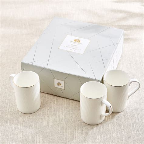 Buy Zura Blanc Set of 4 Bone China Coffee Mugs - 330ml from Home Centre ...