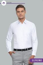 Buy Men White Classic Fit Check Full Sleeves Formal Shirt Online ...