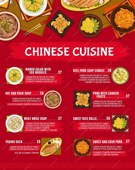 Premium Vector | Chinese cuisine restaurant meals vector menu
