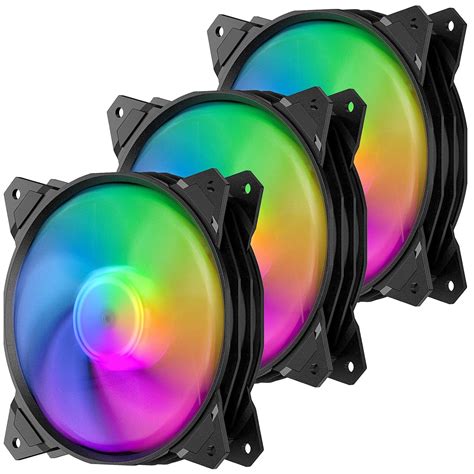 upHere Long Life 120mm 3-Pin High Airflow Quiet Edition Rainbow LED ...