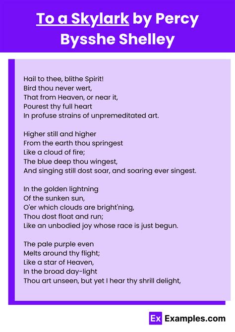 To a Skylark Poem by Percy Bysshe Shelley to Download