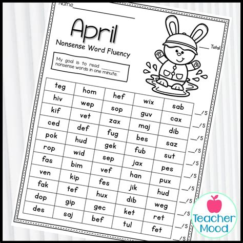Nonsense Word Fluency Practice Sheets | Oral Reading Fluency | NWF ...
