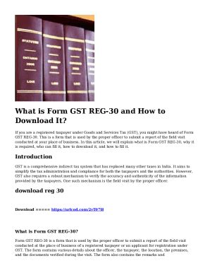 Fillable Online Form GST REG-30 See rule 25 Form for Field Visit Report ...
