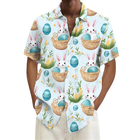 Black Shirts for Men Men's Easter Digital 3D Printed Short Sleeve Shirt ...