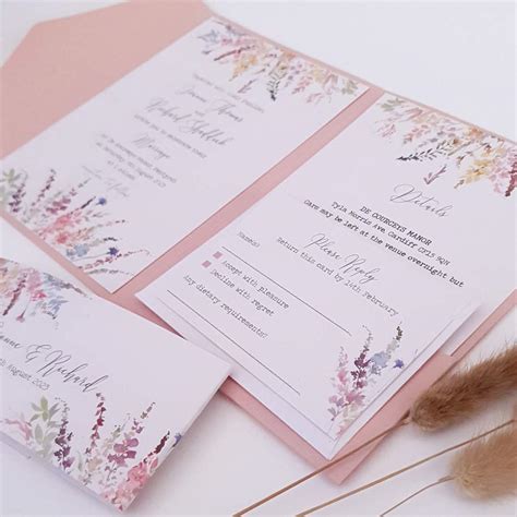 Meadow flower wedding invitations handmade in Cardiff