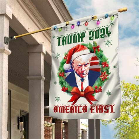 Trump 2024 American First Flag Support Trump For President Christmas D ...