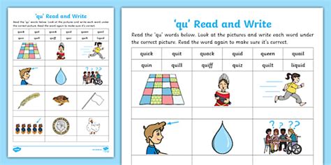 'qu' Read and Write Activity Sheet (teacher made) - Twinkl