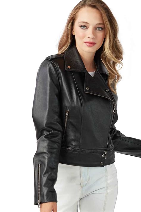 Alice Women's 100 % Real Black Leather Sport Jacket