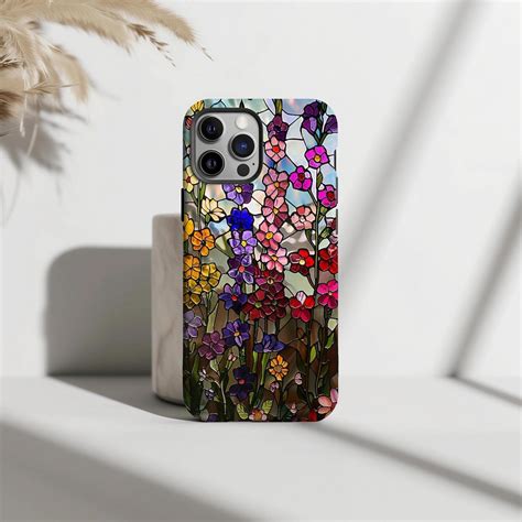 Custom Stained Glass Wildflower Phone Case Boho Floral Aesthetic iPhone ...