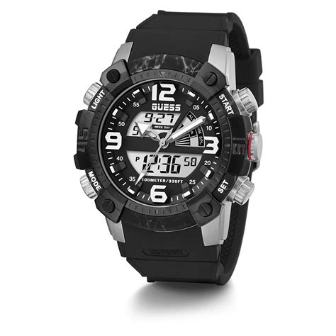 GUESS Mens Black Silver Tone Digital Watch – The Watch Factory