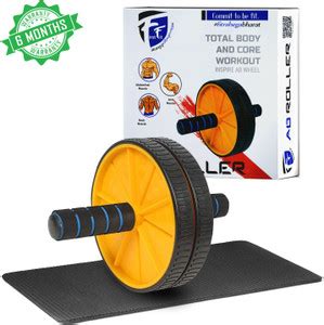 FirstFit Double Wheel Ab Roller with Non-Slip Handles & Knee Mat Ab ...