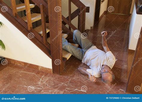 Senior Man Fell Down the Stairs Stock Image - Image of trip, injury ...