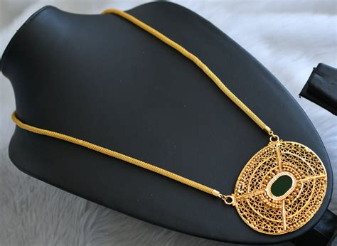 Gold tone green Kerala style haar dj-41930 – dreamjwell