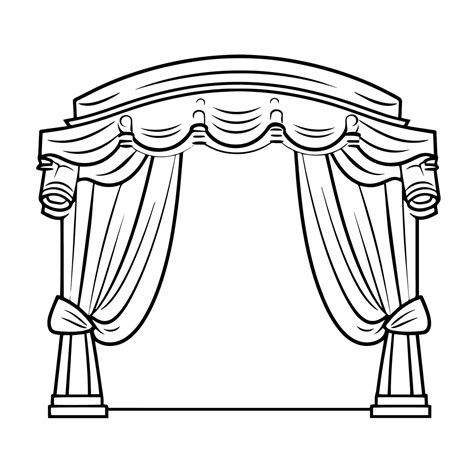 Dramatic theater curtain icon. Elegant outline illustration. 45917115 Vector Art at Vecteezy
