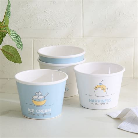 Buy Bakers Pride Veha Set of 4 Melamine Printed Ice Cream Bowls - 225ml ...