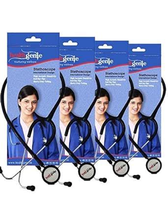 Healthgenie Dual Aluminum Non Chill Stethoscope HG-201B (Black) Pack of ...