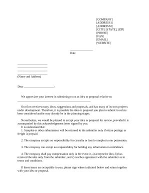 Idea Submission Acknowledgment Letter - Blank Fillable Template | Fill ...
