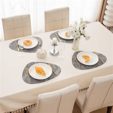 Grey Faux Leather Dining Table Placemats | HOKIPO – HOKIPO | Har Ghar ...