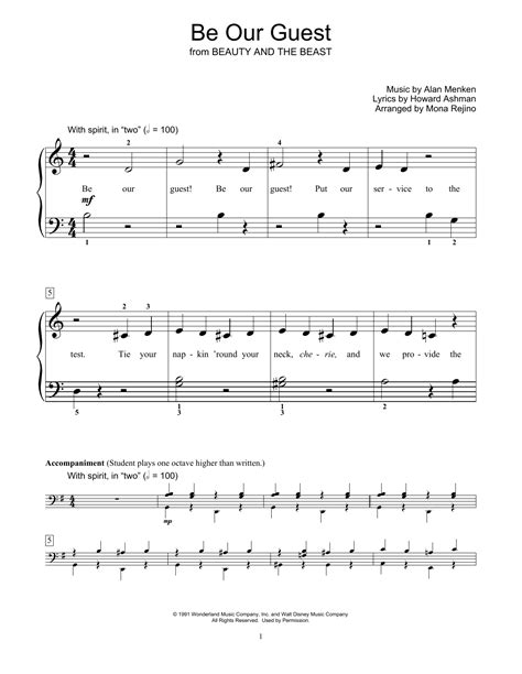 Be Our Guest (from Beauty And The Beast) (arr. Mona Rejino) (Alan ...