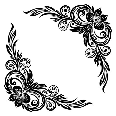 Black ornate frame vector designs with intricate corner details ...