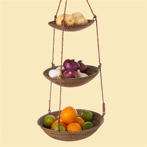 Deluxe Handwoven Rattan Hanging Fruit Basket | Find a Gift For