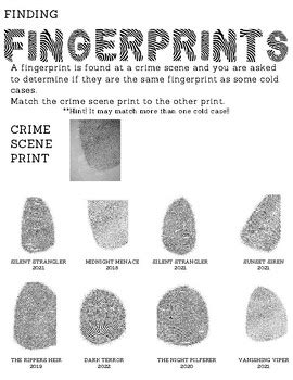 Image result for Fingerprint Matching Worksheet