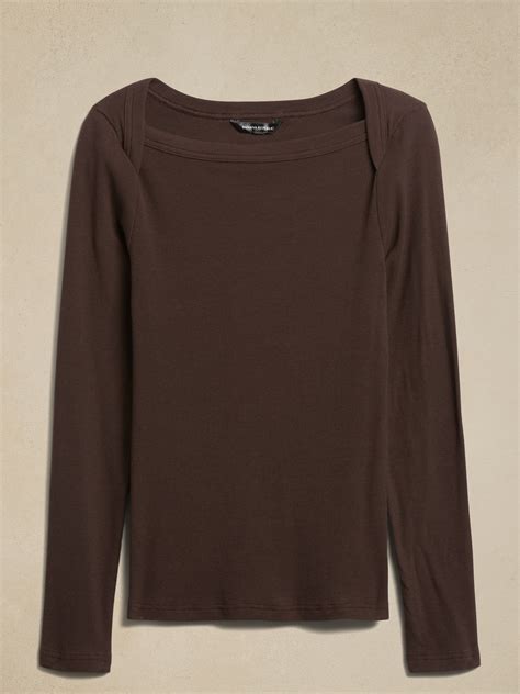 Ribbed Boat-Neck T-Shirt | Banana Republic