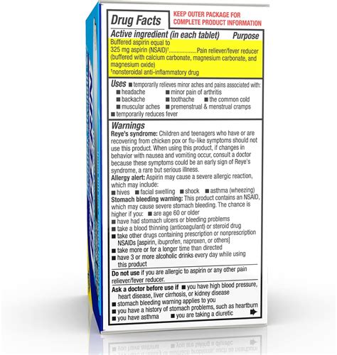 Bufferin Aspirin 325mg, Pain Reliever & Fever India | Ubuy