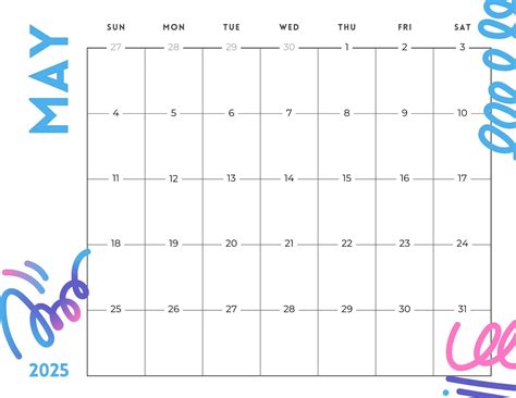 Blank May Calendar Printable