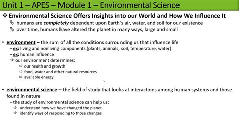 APES - Unit 1 - Module 1 (recorded in class 9-2-21)