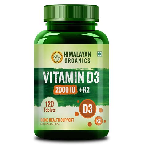 Buy Vlado's Himalayan Organics Vitamin D3 2000IU + K2, 120 Tablets | 19 ...