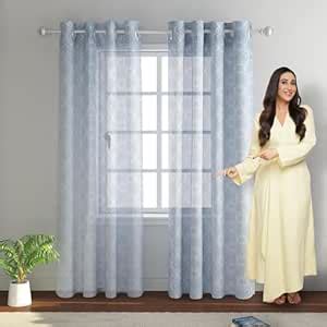 Buy Hokipo Sheer Window Curtains 5 Feet Long Set Of 2, Grey (In-550-Gry ...