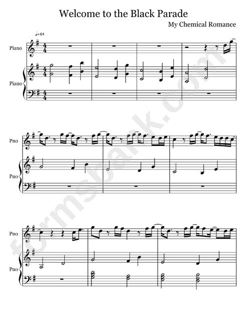 'Welcome To The Black Parade' By My Chemical Romance Piano Sheet Music ...