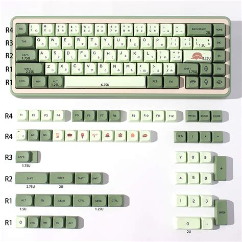 Pbt Japanese Keycaps Dye Sub Xda Profile Matcha Keycap Set | Desertcart ...