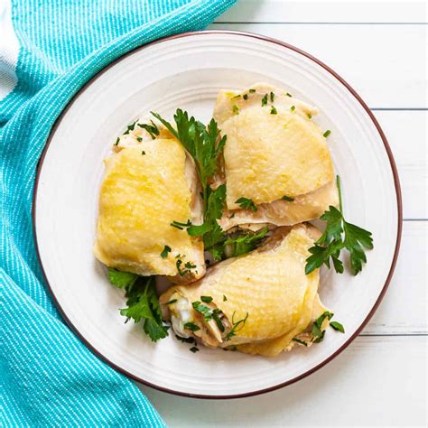 Tender Boiled Chicken Thighs (fresh or frozen) - Kitchen Skip