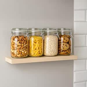 Buy Amazon Brand - Solimo Glass Transparent Storage Jar for Pickles ...