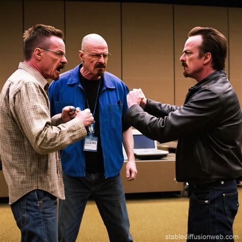 Walter White, Jesse, Mike Fight at Cisco Convention | Stable Diffusion ...