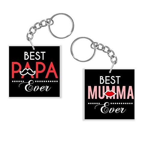 TheYaYaCafe Birthday Gifts for Mom Dad Printed Keychain Set of 2 - Best ...