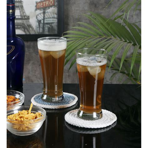 Buy Ceradeco Pilsner Set of 6 Cocktail Glass with Wooden Tray Online
