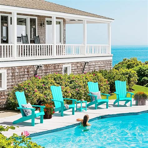 LUEBONA LUE BONA Wave Design Adirondack Chair Set of 2, Poly India | Ubuy