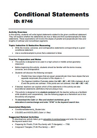 Image result for Formal Conditional Statement