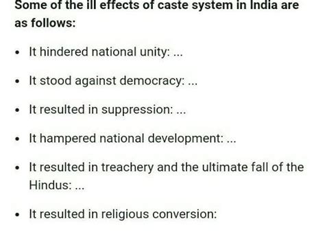 what are the ill effects of the caste system ? - Brainly.in