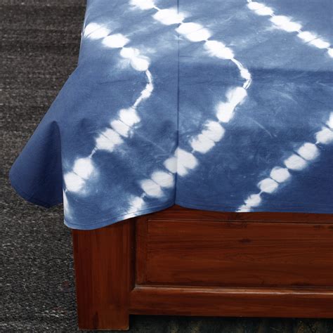Blue Shibori Tie-Dye Cotton Single Bedsheet
