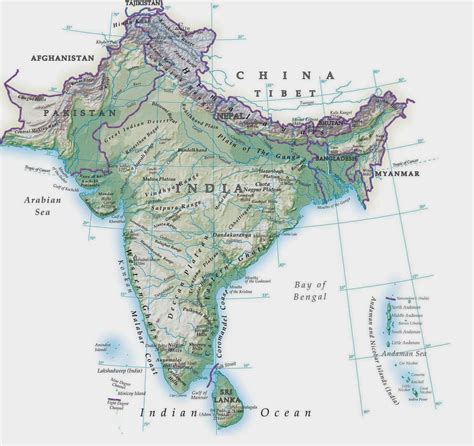 Physical Features Map Of India