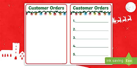 Christmas Cafe Role Play Order Form - christmas caf