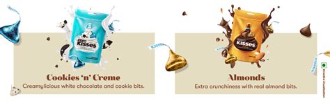 HERSHEY’S KISSES Almonds, Milk and Cookies 'n' Creme chocolates 100.8g ...