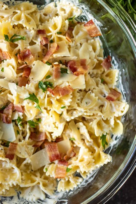 Creamy Bow Tie Pasta with bacon is simple comfort food that is easy to ...